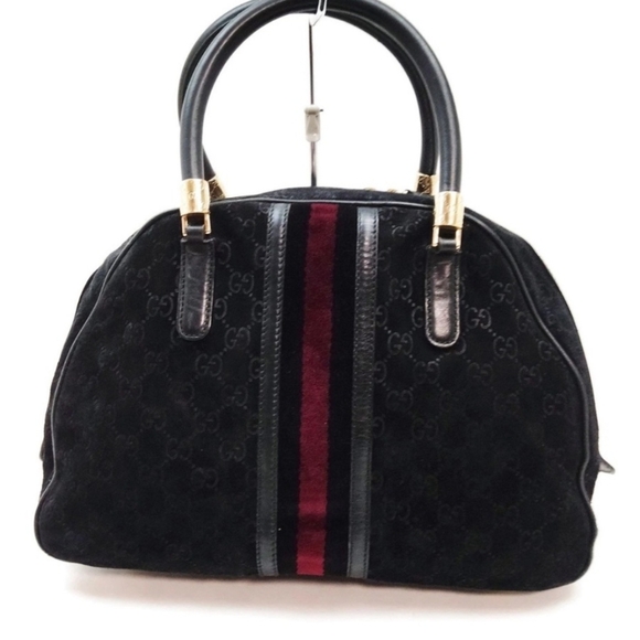 Gucci Handbags - Gucci Sherry Line Black Suede Icon Bag